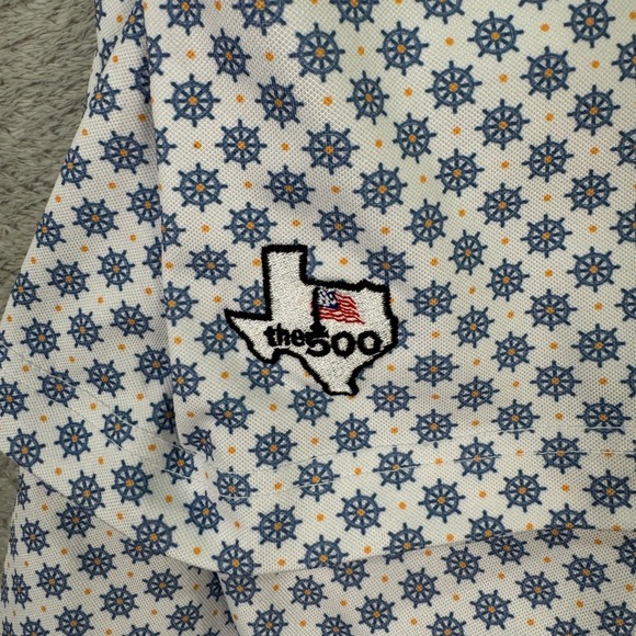 Turtleson Mens XL Polo Shirt Short Sleeve Nautical Helm Print White Golf Casual - Picture 8 of 8